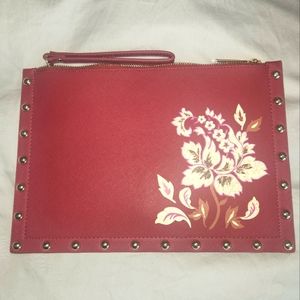 Burgundy floral clutch